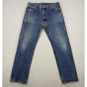 Vintage Levis Jeans Mens 38x36 (Fits 36x32) Blue 501XX Button Fly Straight Y2K